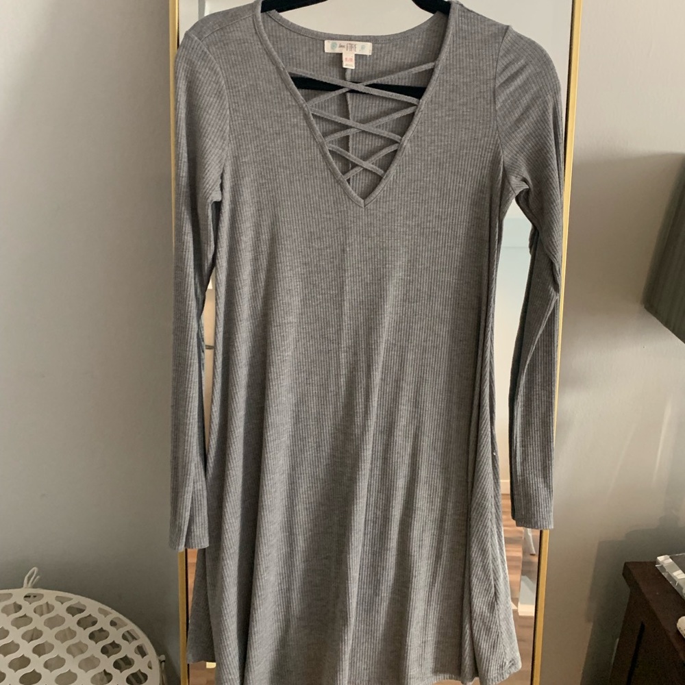 Grey long sleeve t shirt dress